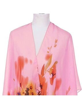TrendsBlue‎ Elegant Chiffon Floral Sheer Kimono Wrap Cardigan Beach Cover Up